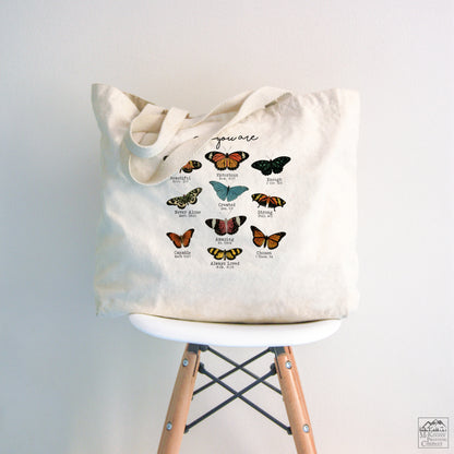 Butterfly Tote Bag with Bible Verses, Scripture, Inspirational
