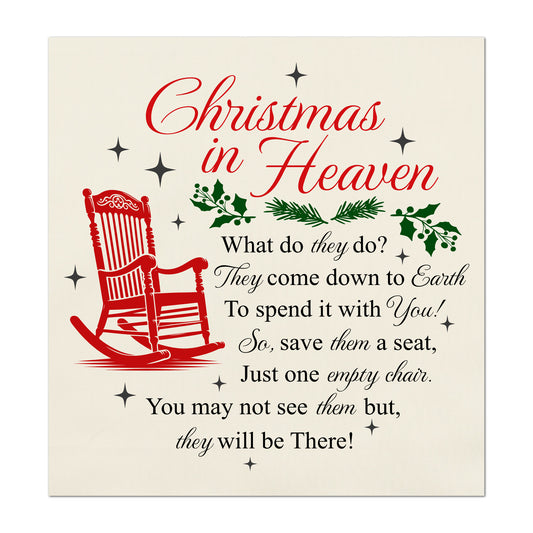 Christmas In Heaven - Memorial, Sympathy Gift, Christmas Fabric Panel, Loss of Mother, Cotton, Large Print Fabric, Block Print
