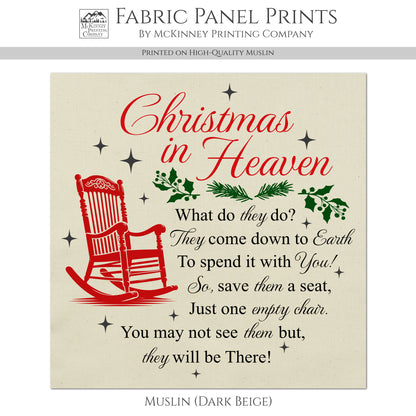 Christmas In Heaven - Memorial, Sympathy Gift, Christmas Fabric Panel, Loss of Mother, Cotton, Large Print Fabric, Block Print