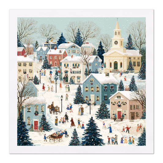 Christmas Village - Christmas Fabric Panels, Cotton, House, Victorian Decor, Wall Art, Large Print, Block Print, Cotton, Quilting, Quilt, Sewing