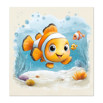 Baby Fabric Panels - Clownfish, Sea, Ocean, Boy, Blanket, Nursery Décor, Quilt Block, Cotton, Quilting