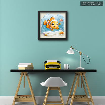 Baby Fabric Panels - Clownfish, Sea, Ocean, Boy, Blanket, Nursery Décor, Quilt Block, Cotton, Quilting