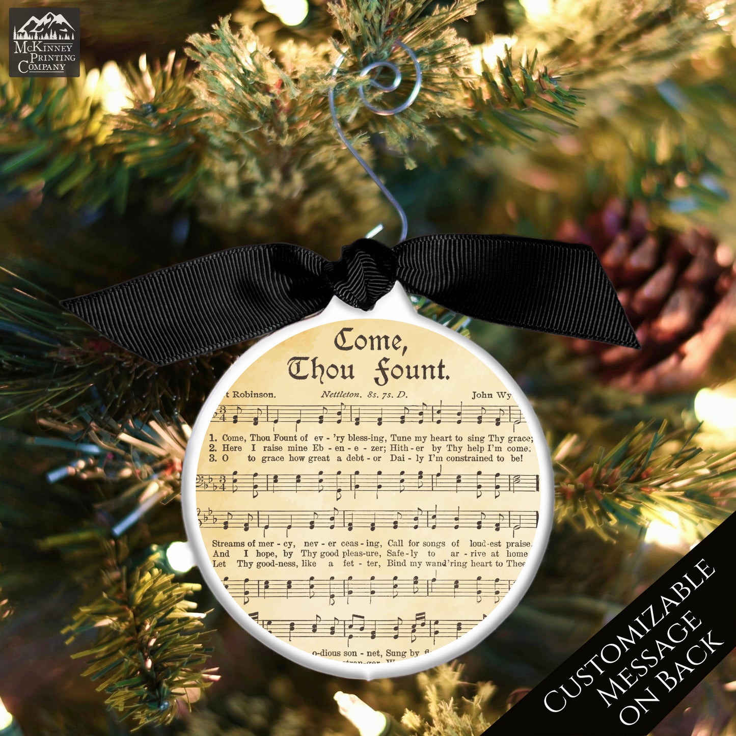 Come Thou Fount - Christmas Ornament, Hymn, Vintage Sheet Music, Song