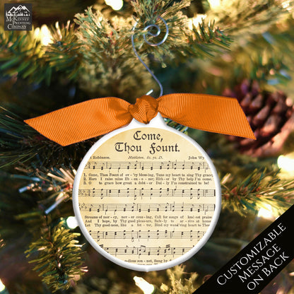 Come Thou Fount - Christmas Ornament, Hymn, Vintage Sheet Music, Song