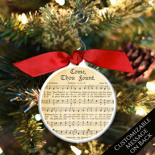 Come Thou Fount - Christmas Ornament, Hymn, Vintage Sheet Music, Song