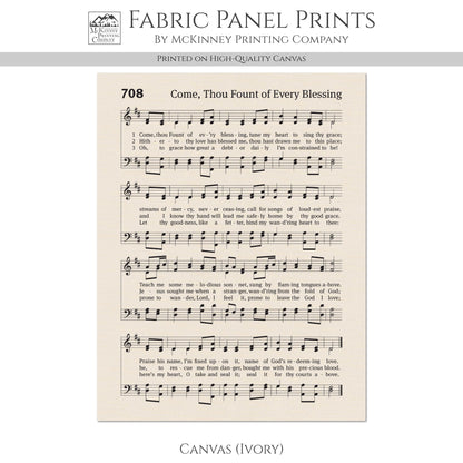 Come, Thou Fount of Every Blessing - Christian Fabric, Religious, Hymn Wall Art, Vintage Sheet Music, Quilting, Quilt, Cotton, Sewing, Cotton