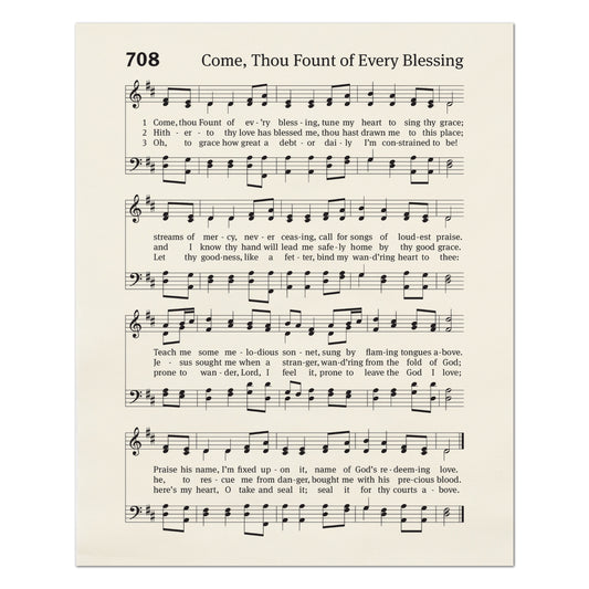 Come, Thou Fount of Every Blessing - Christian Fabric, Religious, Hymn Wall Art, Vintage Sheet Music, Quilting, Quilt, Cotton, Sewing, Cotton