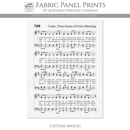 Come, Thou Fount of Every Blessing - Christian Fabric, Religious, Hymn Wall Art, Vintage Sheet Music, Quilting, Quilt, Cotton, Sewing, Cotton