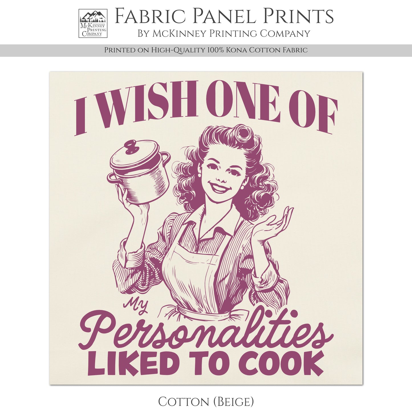 Cooking Fabric - Food, Baking, Quotes About Life, Funny, Kitchen, Woman, Wall Art, Quilt Block, Quilting, Sewing