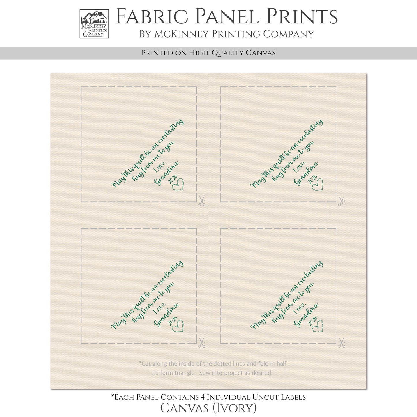 Quilt Label - Triangle, Custom, Name, Sewing, Quilting, Crafts, Tag, Kona Cotton Fabric, Pattern, Corner