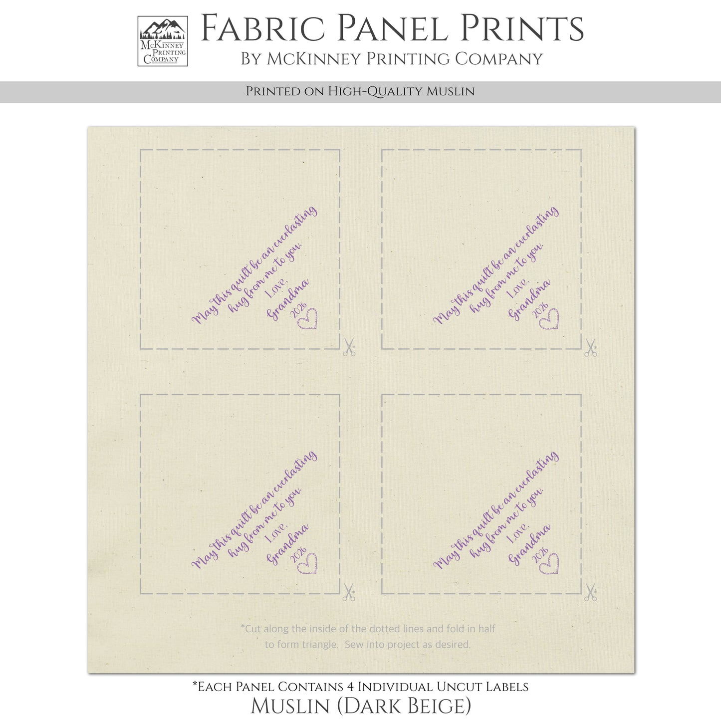 Quilt Label - Triangle, Custom, Name, Sewing, Quilting, Crafts, Tag, Kona Cotton Fabric, Pattern, Corner