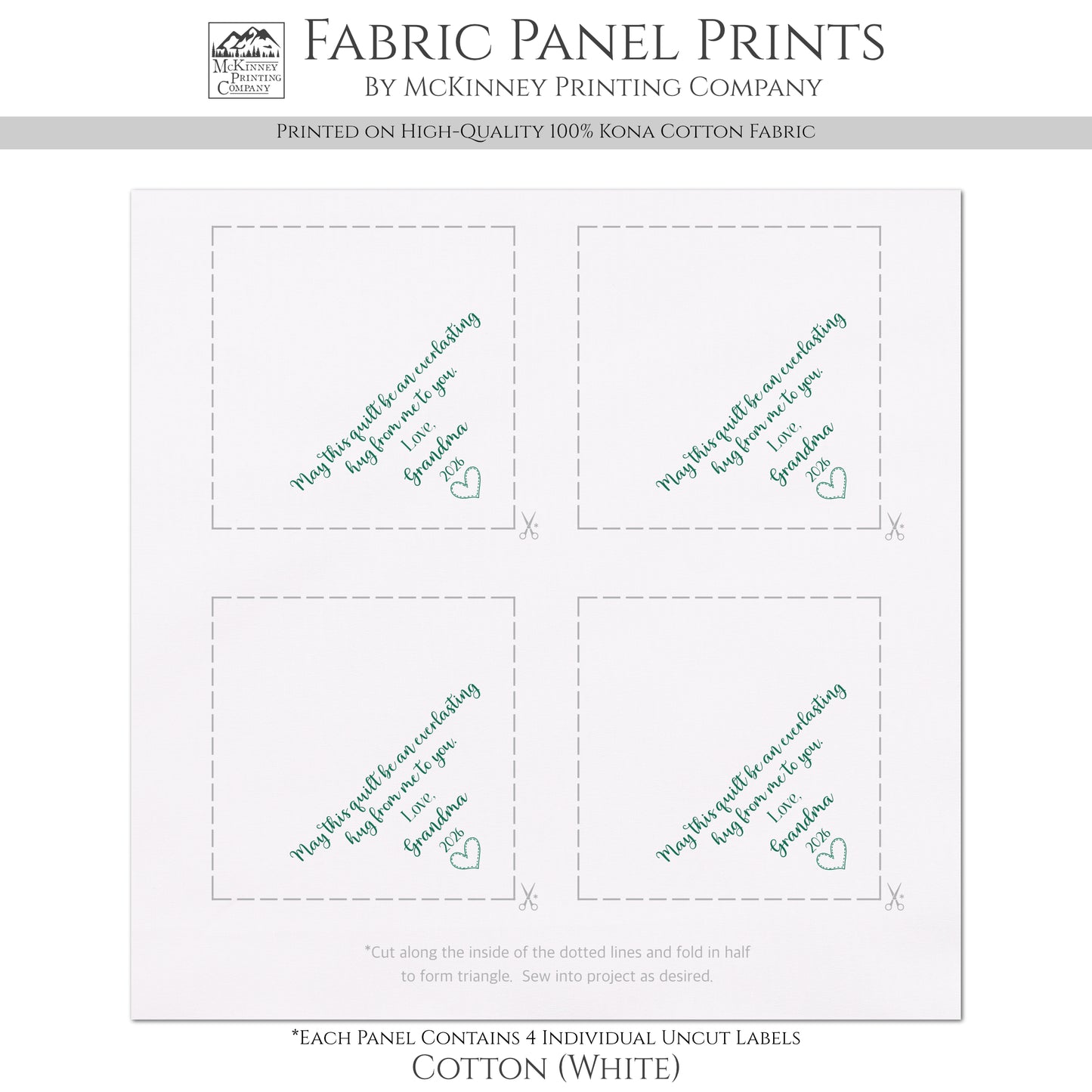 Quilt Label - Triangle, Custom, Name, Sewing, Quilting, Crafts, Tag, Kona Cotton Fabric, Pattern, Corner