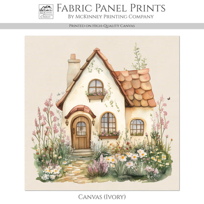 French Country Fabric - Cottage, Village, Baby Fabric Panels, House, Nursery Décor, Quilt Block, Wall Art, Cotton, Quilting