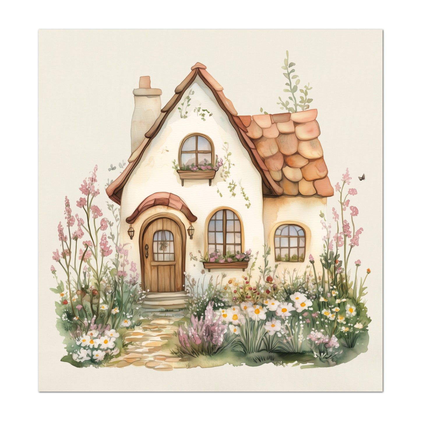 French Country Fabric - Cottage, Village, Baby Fabric Panels, House, Nursery Décor, Quilt Block, Wall Art, Cotton, Quilting
