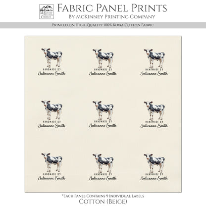 Quilt Labels - Cow Fabric, Handmade, Fabric Tags, Personalized, Custom, Quilting, Crafting and Sewing Tags