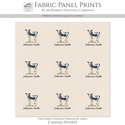 Quilt Labels - Cow Fabric, Handmade, Fabric Tags, Personalized, Custom, Quilting, Crafting and Sewing Tags