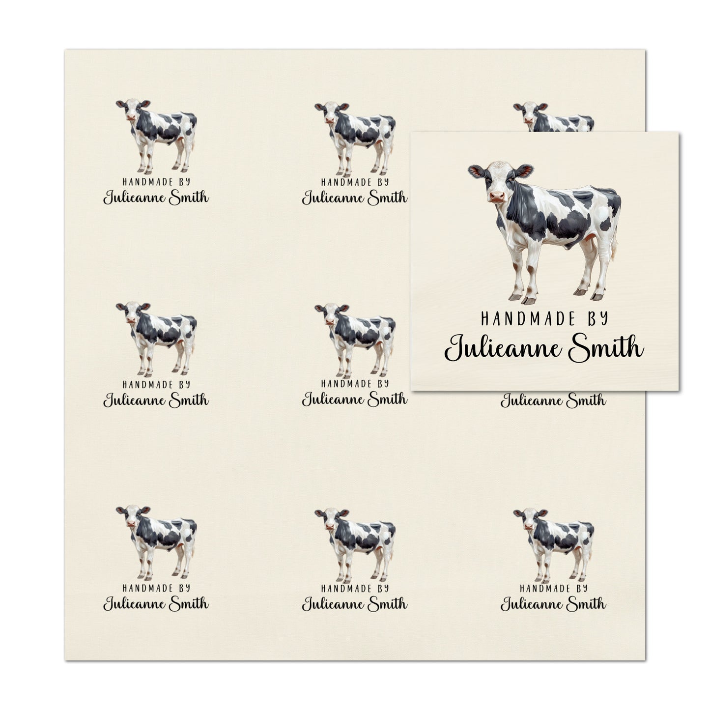 Quilt Labels - Cow Fabric, Handmade, Fabric Tags, Personalized, Custom, Quilting, Crafting and Sewing Tags