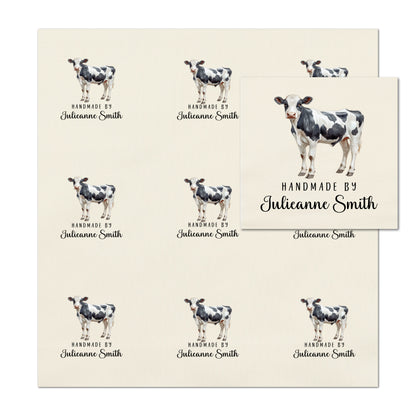 Quilt Labels - Cow Fabric, Handmade, Fabric Tags, Personalized, Custom, Quilting, Crafting and Sewing Tags