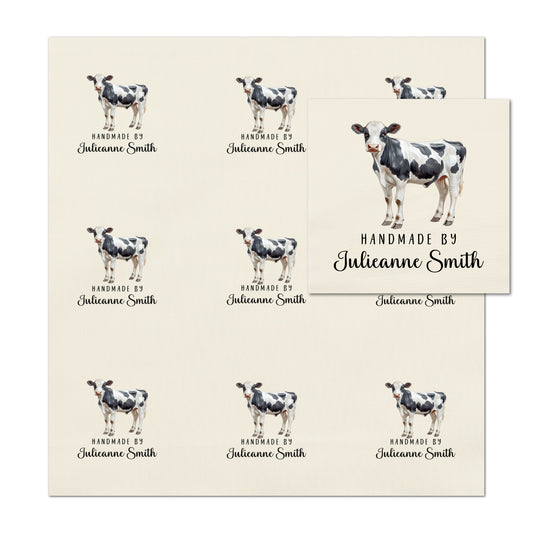 Quilt Labels - Cow Fabric, Handmade, Fabric Tags, Personalized, Custom, Quilting, Crafting and Sewing Tags