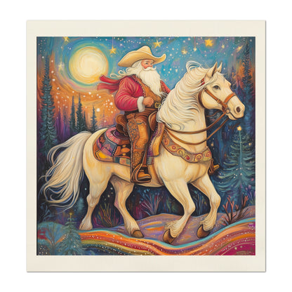Christmas Fabric Panels, Horse Fabric, Cowboy, Santa, Western, Country, Cotton, Large Print, Block Print, Quilting, Quilt, Sewing