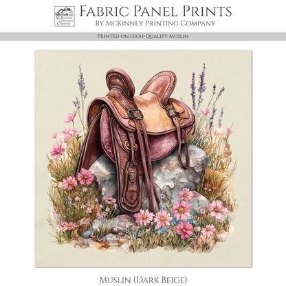 Western Fabric - Cowgirl, Saddle, Floral, Farm, Pink, Rodeo, Ranch, Wall Art, Large Print, Crafts, Quilt, Block Print Fabric, Quilting, Sewing