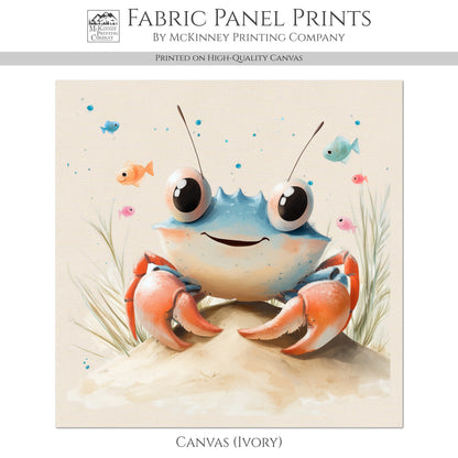 Crab Fabric - Baby Fabric Panels, Sea, Ocean, Boy, Blanket, Nursery Décor, Quilt Block, Cotton, Quilting (Copy)