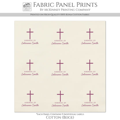 Quilt Labels - Cristian, Cross, Handmade, Fabric Tags, Personalized, Custom, Quilting, Craft, Sewing, Tags