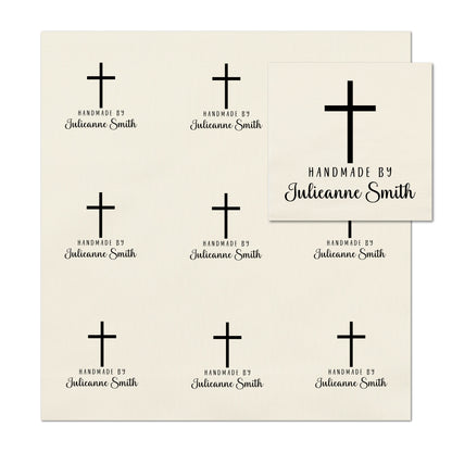 Quilt Labels - Cristian, Cross, Handmade, Fabric Tags, Personalized, Custom, Quilting, Craft, Sewing, Tags