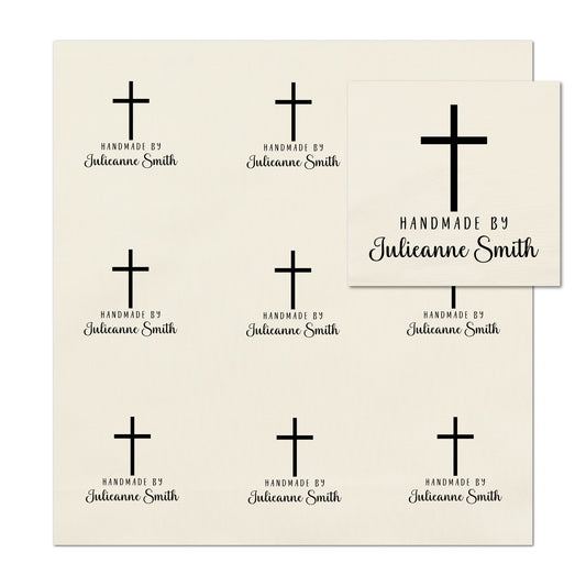 Quilt Labels - Cristian, Cross, Handmade, Fabric Tags, Personalized, Custom, Quilting, Craft, Sewing, Tags