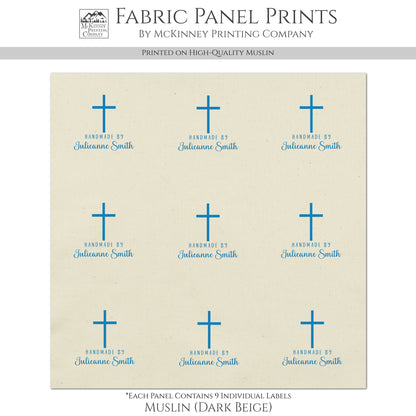 Quilt Labels - Cristian, Cross, Handmade, Fabric Tags, Personalized, Custom, Quilting, Craft, Sewing, Tags