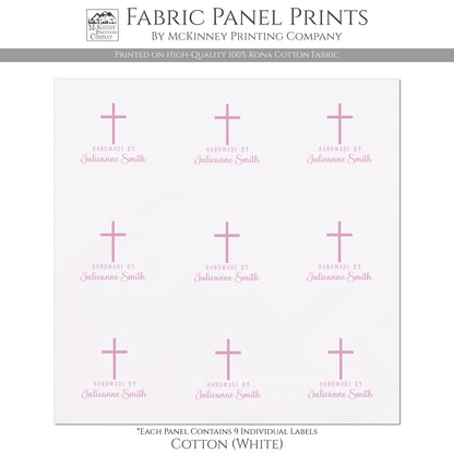Quilt Labels - Cristian, Cross, Handmade, Fabric Tags, Personalized, Custom, Quilting, Craft, Sewing, Tags