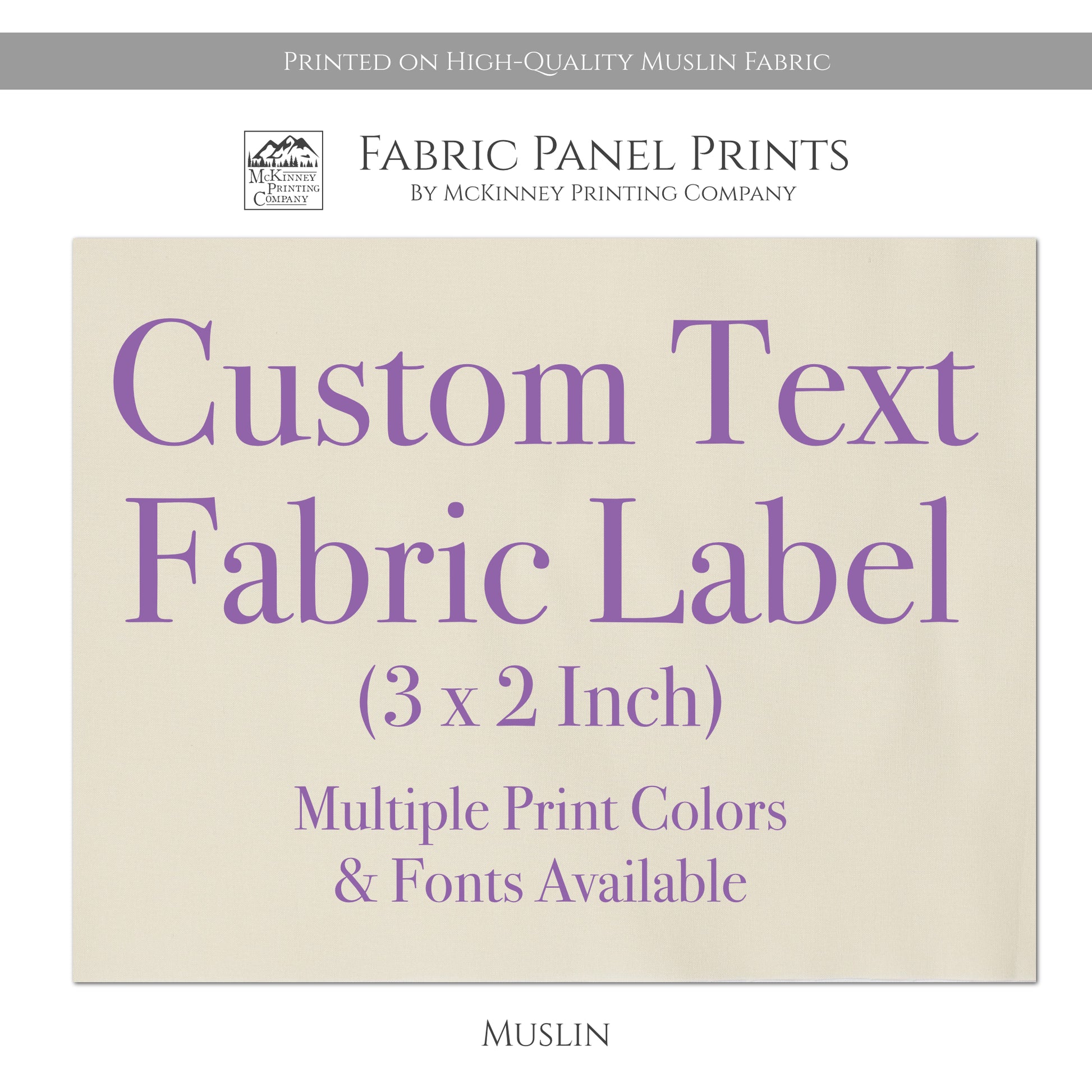 Custom Fabric Labels, Tags - 3 x 2 Inch - Muslin