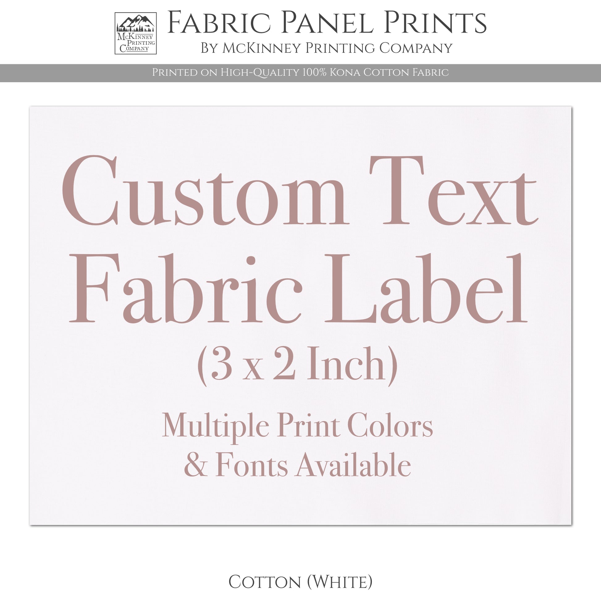 Custom Fabric Labels, Tags - 3 x 2 Inch - Kona Cotton Fabric, White