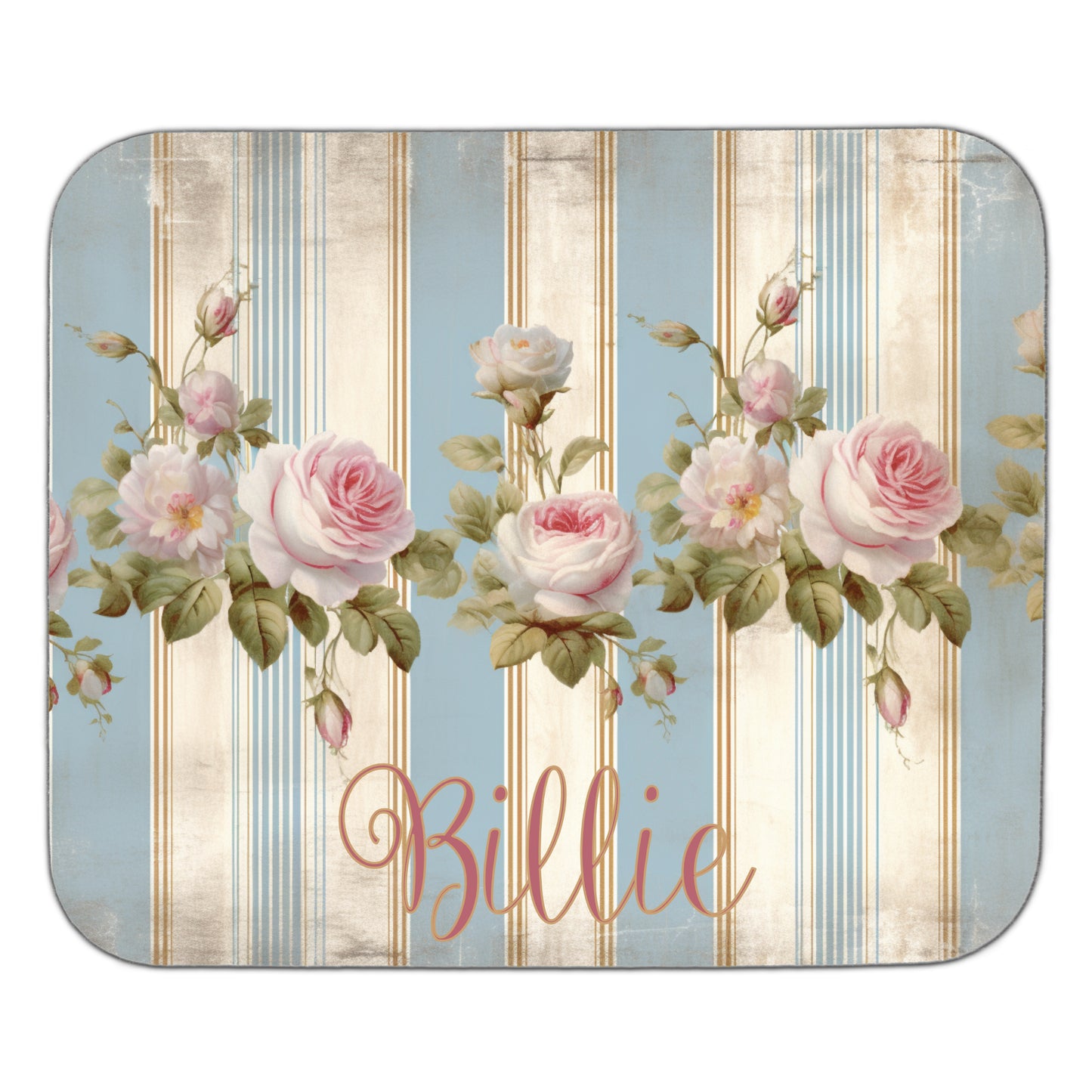Cute Mouse Pad, Shabby Chic, Rose, Personalized Name, Custom, Laptop, Computer Accessories, Desk Pad
