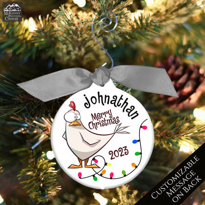 Chicken Gifts - Custom Name, Rooster, Christmas Tree Décor, Xmas 2023