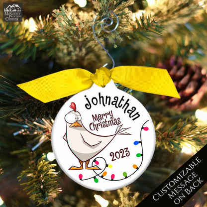 Chicken Gifts - Custom Name, Rooster, Christmas Tree Décor, Xmas 2023