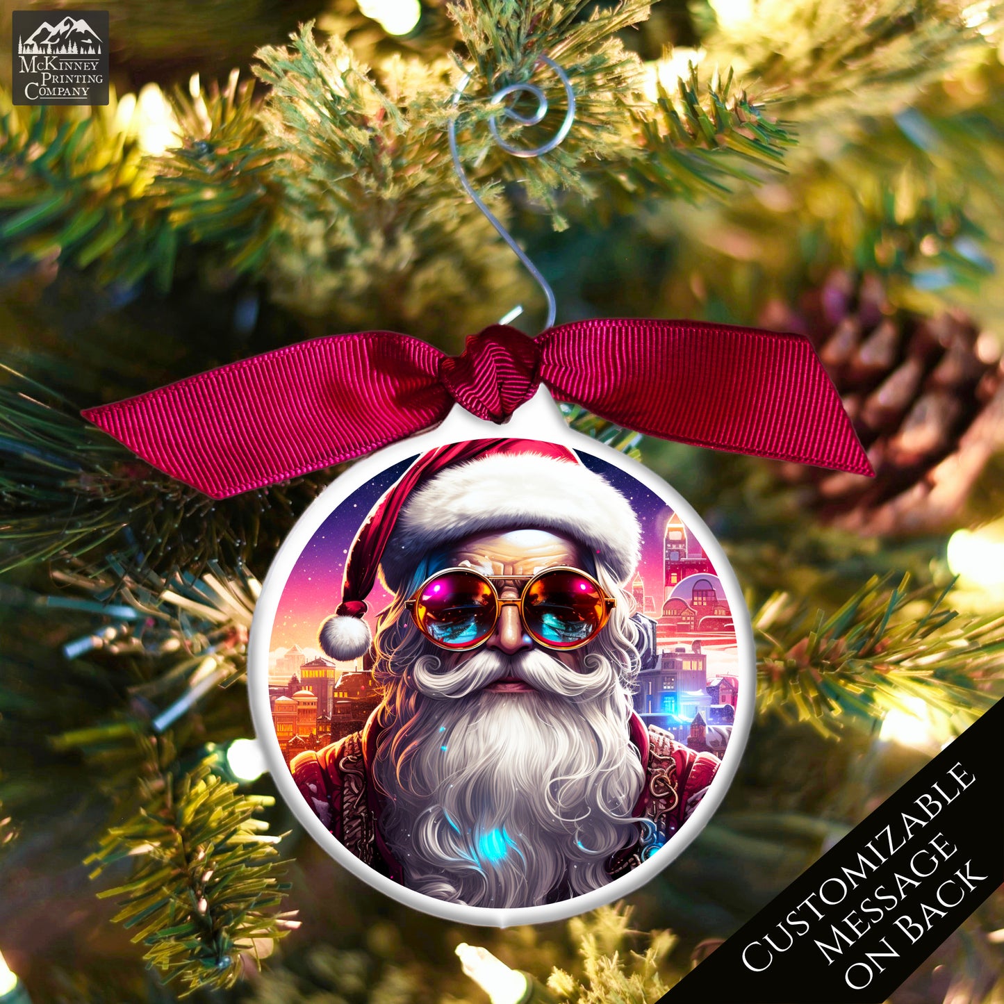 Cyberpunk, Santa - Steampunk Christmas, Ornament, Fantasy Art, Sci-Fi