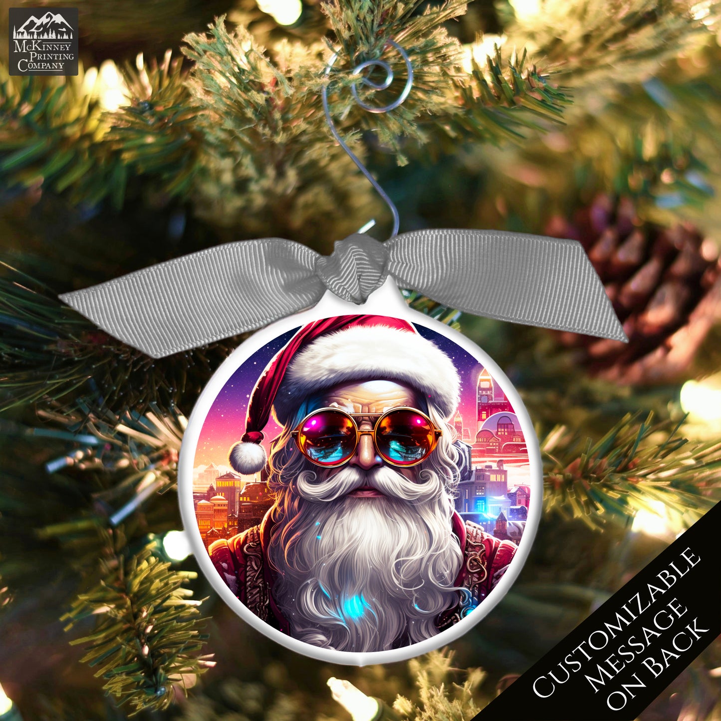 Cyberpunk, Santa - Steampunk Christmas, Ornament, Fantasy Art, Sci-Fi