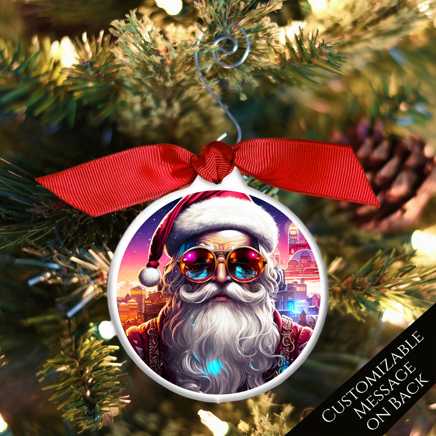 Cyberpunk, Santa - Steampunk Christmas, Ornament, Fantasy Art, Sci-Fi