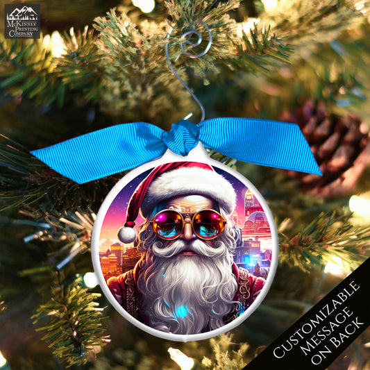 Cyberpunk, Santa - Steampunk Christmas, Ornament, Fantasy Art, Sci-Fi