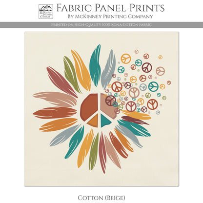 Daisy Fabric, Peace Sign, Floral Print - Kona Cotton Fabric