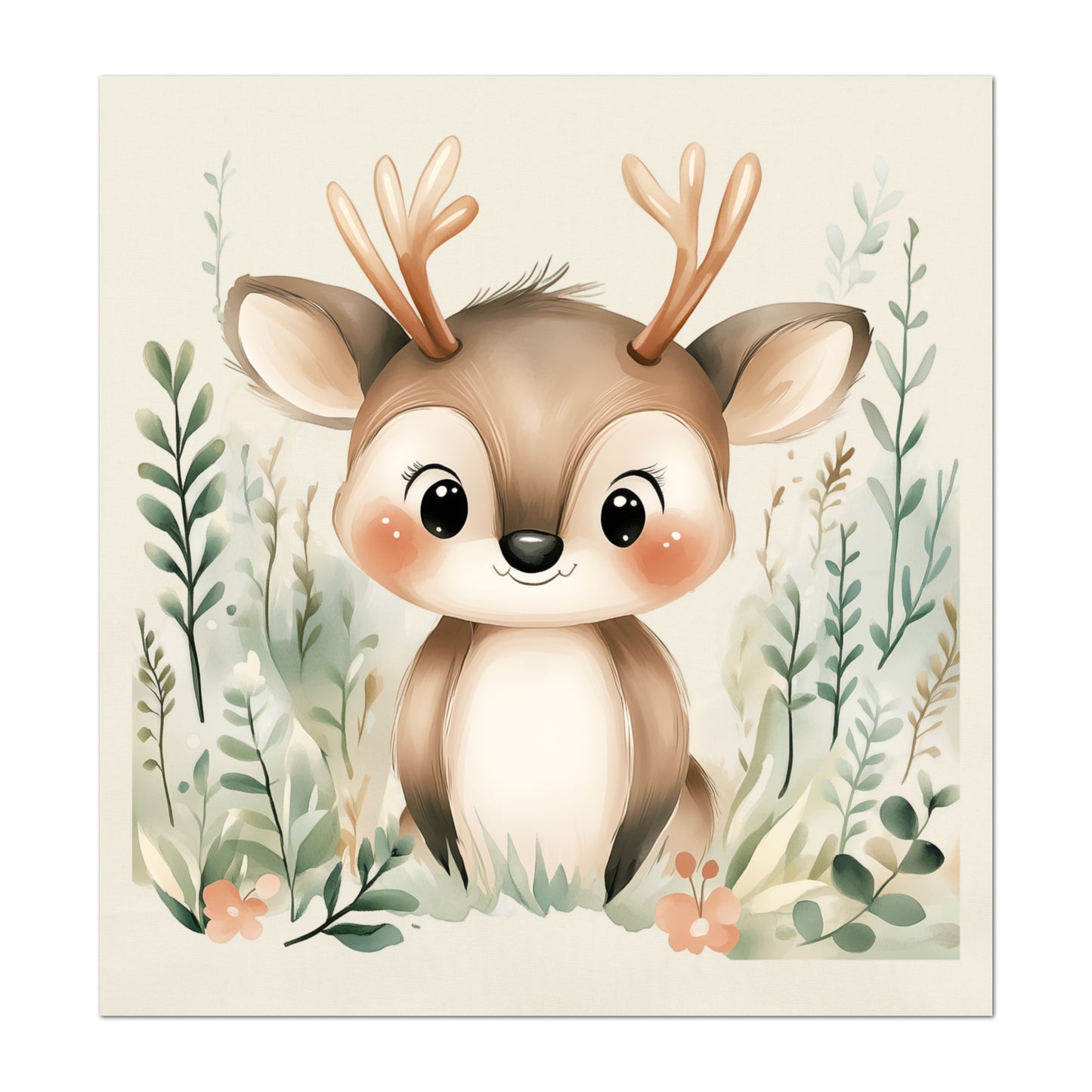 Deer Fabric - Woodland Animal Fabric, Baby Fabric Panels, Forest, Nursery Décor, Quilt Block, Wall Art, Cotton, Quilting