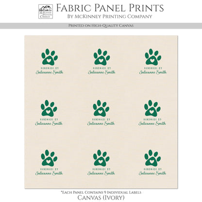 Quilt Labels - Dog Fabric, Paw, Cat, Handmade, Fabric Tags, Personalized, Custom, Quilting, Craft, Sewing