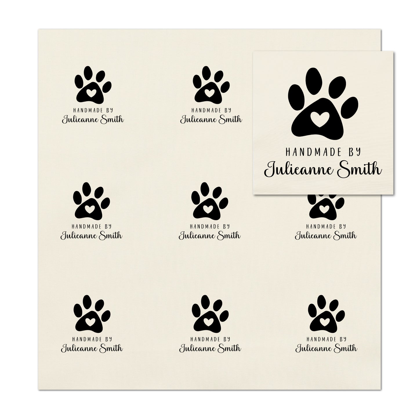 Quilt Labels - Dog Fabric, Paw, Cat, Handmade, Fabric Tags, Personalized, Custom, Quilting, Craft, Sewing