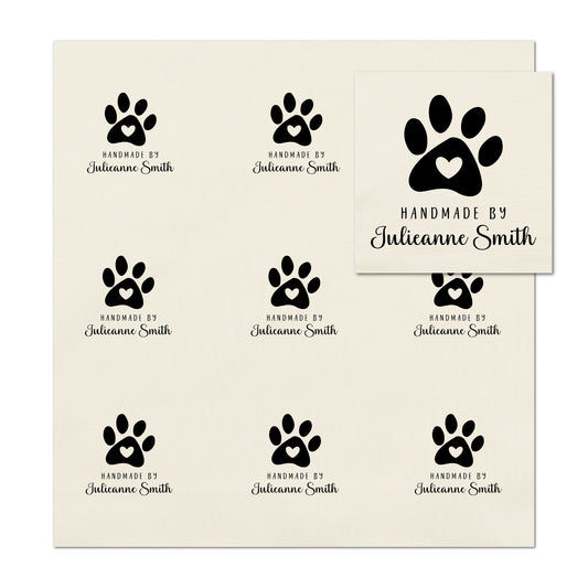 Quilt Labels - Dog Fabric, Paw, Cat, Handmade, Fabric Tags, Personalized, Custom, Quilting, Craft, Sewing