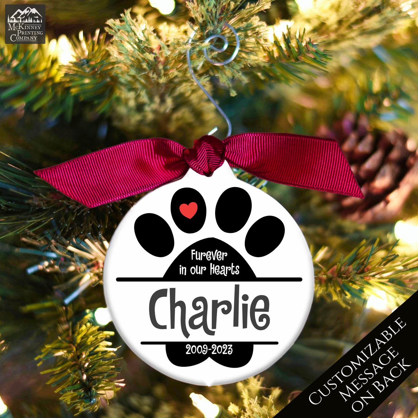 Pet Memorial Gift - Custom Ornament, Dog, Cat, Christmas, Xmas