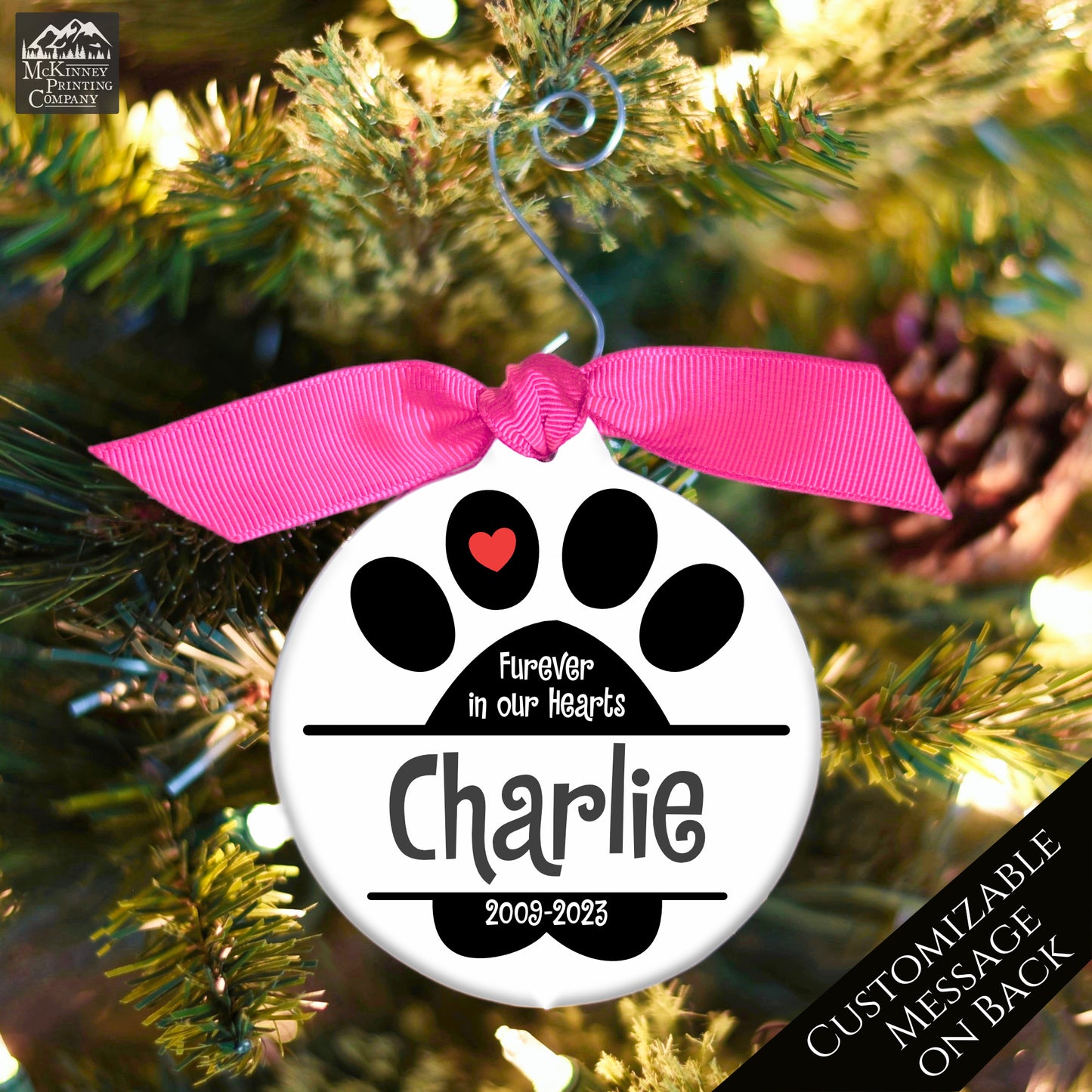 Pet Memorial Gift - Custom Ornament, Dog, Cat, Christmas, Xmas