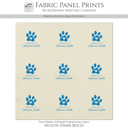Quilt Labels - Dog Fabric, Paw, Cat, Handmade, Fabric Tags, Personalized, Custom, Quilting, Craft, Sewing