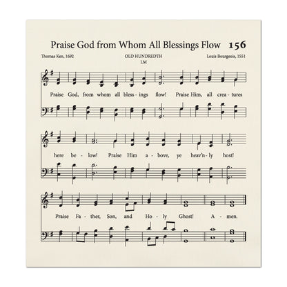 Doxology - Christian Fabric, Praise God from Whom All Blessings Flow, Lyrics, Hymn, Vintage Sheet Music, Cotton, Quilting, Wall Art, Quilt