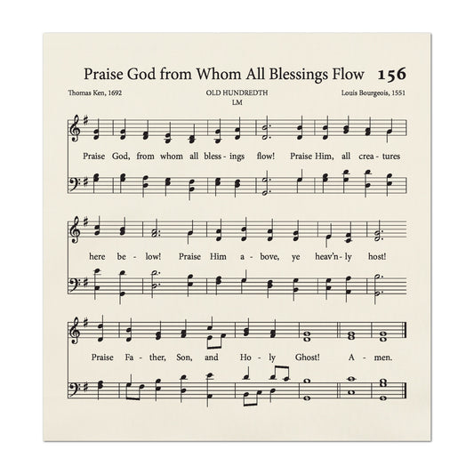 Doxology - Christian Fabric, Praise God from Whom All Blessings Flow, Lyrics, Hymn, Vintage Sheet Music, Cotton, Quilting, Wall Art, Quilt